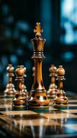 dentro a mundo do negócios, uma xadrez peça simboliza estratégico financeiro decisões vertical Móvel papel de parede ai gerado foto