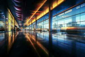 internacional aeroporto terminal com uma borrado fundo ai gerado foto
