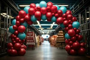 balão festão portão com arco aspirar para prêmio profissional publicidade fotografia ai gerado foto