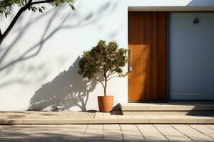 porta com fachada minimalista Projeto casa decoração profissional publicidade fotografia ai gerado foto