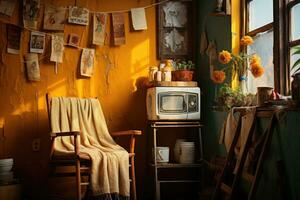 canto do a casa Onde a sujo lavanderia é localizado profissional publicidade fotografia ai gerado foto