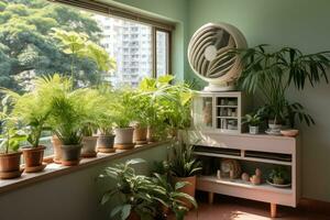 canto do a casa Onde a ventilador é localizado profissional publicidade fotografia ai gerado foto