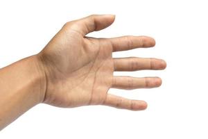 mão do homem isolada em um fundo branco foto