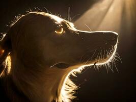 luz a partir de a costas cria lindo aro luz, dramático arte e Sombrio tons imagem ai generativo foto