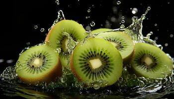 kiwi fruta fatias para dentro água ai gerado foto