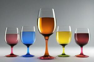 colorida vinho dentro vinho copos, ai generativo foto