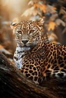 retrato de detalhes de leopardo panthera pardus kotiya do Ceilão