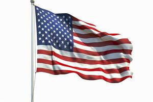 a bandeira do a Unidos estados do América isolado. sólido branco fundo. ai generativo foto