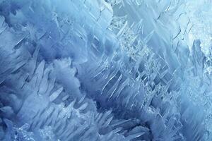 abstrato gelo texturas em carro janela dentro inverno. fosco vidro e gelo. uma texturizado olhar. fundos e texturas conceito. ai generativo foto