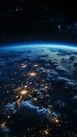 Visão a partir de espaço do iluminado terra dentro noite foto