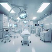equipamento e médico dispositivos dentro moderno operativo sala. ai generativo foto