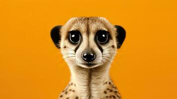 fechar-se do uma meerkat em a laranja fundo. ai generativo foto