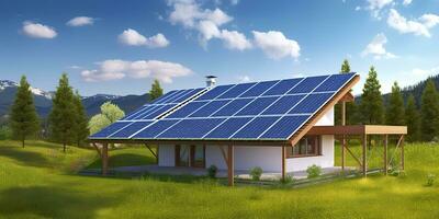 fotovoltaico solar painéis. sustentável energia. uma mini poder plantar para uma lar. generativo ai foto