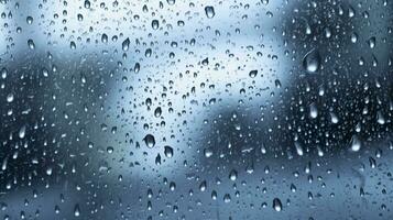 pingos de chuva em a janela. azul tom. generativo ai foto