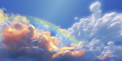 arco Iris dentro a brilhante azul céu. ai generativo foto
