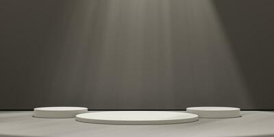 3d exibição pódio Castanho fundo. glamour mínimo branco pedestal para beleza, Cosmético produtos apresentação. foto