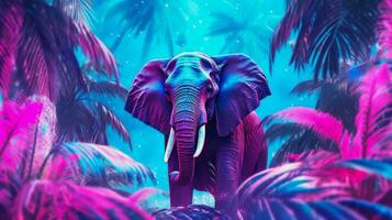 futurista projeto, selvagem elefante dentro selva, papel de parede idéia para interior ou tecnologia cobrir. ai gerado foto