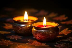 a diwali festival é uma celebração do a vitória do bom. ai generativo sobre mal. diya Alto qualidade foto