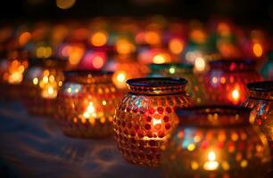 a diwali festival é uma celebração do a vitória do bom. ai generativo sobre mal. diya Alto qualidade foto
