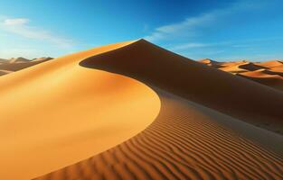 pôr do sol sobre a deserto areia dunas. a sahara do deserto árido panorama. foto