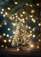 dourado Natal árvore fundo ai gerado foto