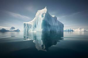 iceberg dentro a oceano com reflexão dentro a água.aigenerativa. foto