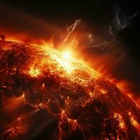 impressionante imagem do a do sol superfície durante uma magnético tempestade, foto