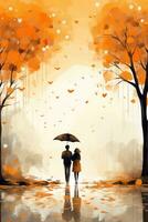 romântico chuvoso outono fundo foto