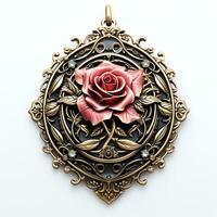 lindo Antiguidade medalhão gótico vitoriano aguarela clipart ilustração, ai gerado foto