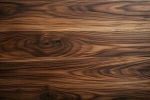Preto noz madeira conhecido para Está Sombrio Castanho cor e rico intrincado padrões madeira textura, ai gerado foto