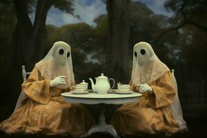atmosférico fantasmas levar chá piquenique casa. gerar ai foto