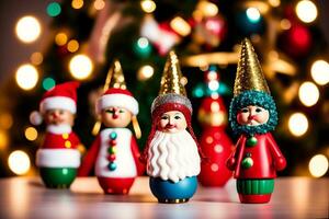brincalhão e vibrante Natal bobbleheads para festivo decoração. ai gerado. foto