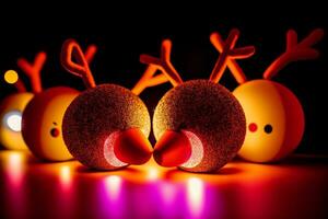guiando luzes iluminador a feriado espírito com luz acima Rudolph narizes. ai gerado. foto
