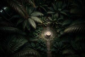 sereno Palma floresta dentro a coração do a selva. ai gerado. foto