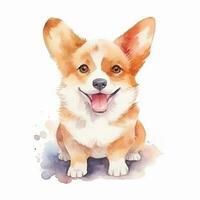 fofa corgi. aguarela ilustração do uma vermelho cachorro. grampo arte em branco fundo. generativo ai foto