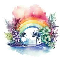 aguarela arco Iris ilustração, floral arte, clipart, solteiro elemento para Projeto em branco fundo. generativo ai foto