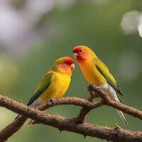 capturando amor pássaros. comovente fotos do afetuoso aviária casais. ai generativo