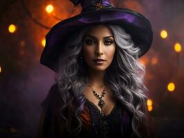 dia das Bruxas mulheres bruxa assustador e assustador temático. ai generativo foto
