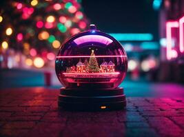 decorado Natal árvore com bola, Sino e muitos mais. ai generativo foto