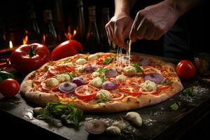 pizza perfeição mundo classe forno cozido delícias decoração com coberturasai generativo foto