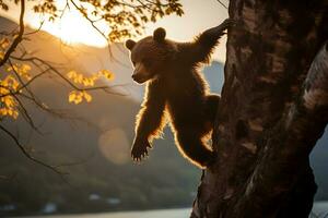 grisalho Urso mãe e filhotes. hd qualidade navalha afiado imagens. ai generativo foto