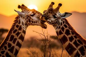 girrafe dentro selva. hd navalha afiado imagens para papel de parede. ai generativo foto