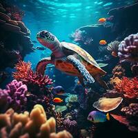 tropical mar tartaruga. ai generativo foto