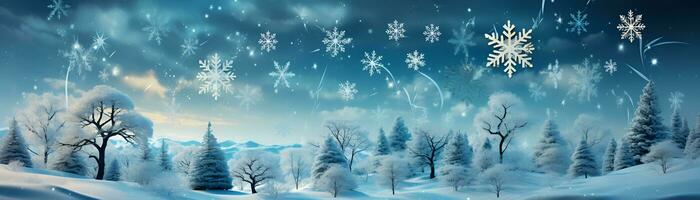 ai gerado floco de neve inverno bandeira padronizar ilustração foto
