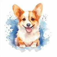 fofa corgi. aguarela ilustração do uma vermelho cachorro. grampo arte em branco fundo. generativo ai foto