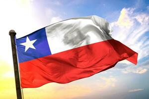 Chile 3d Renderização bandeira acenando isolado céu e nuvem fundo foto