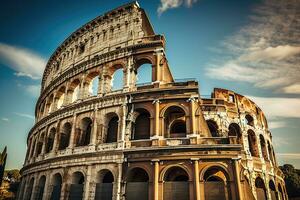 Coliseu dentro Roma, Itália. famoso viagem destino, Coliseu ou flaviano anfiteatro, ai gerado foto