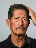 mexicano homem com dor em neutro fundo ai generativo foto
