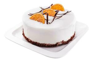 delicioso iogurte bolo com laranjas e creme foto
