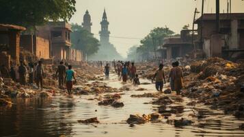 não identificado indiano pessoas às lixo dentro Kolkata, oeste bengala, Índia. foto